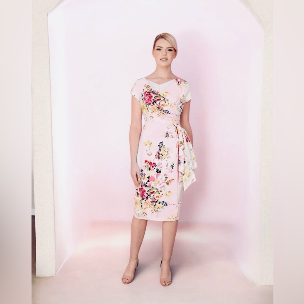 The Pretty Dress Company Pink Floral Pencil Dress